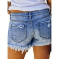 Listenwind Womens Casual Denim Shorts Frayed Raw Hem Ripped Jeans