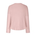 thumbnail image 5 of GaThRRgYP Spring Tops for Women,Summer Tops for Women,Women's Solid Color Crew-Neck Lace Patchwork Long-Sleeved Loose Tops Pink XXL, 5 of 6