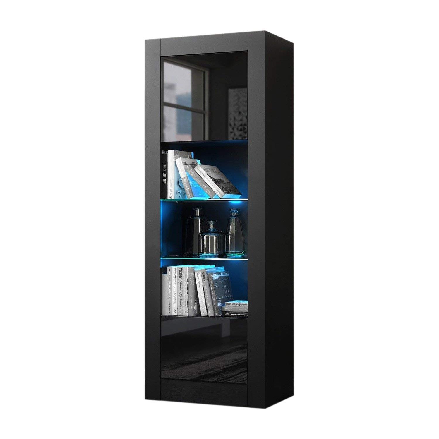 Milano Bookcase Matte Body & High Gloss Fronts, Black