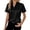 Black, variant on Summer Womens Casual Blouse Solid Color Loose Fit Shirt Top Versatile Basic Elegant Style Short Sleeve V Neck Black L