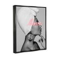 thumbnail image 3 of Stupell Industries Woman Portrait Pink Love Phrase Typography Painting Black Floater Framed Art Print Wall Art, 17 x 21, 3 of 9