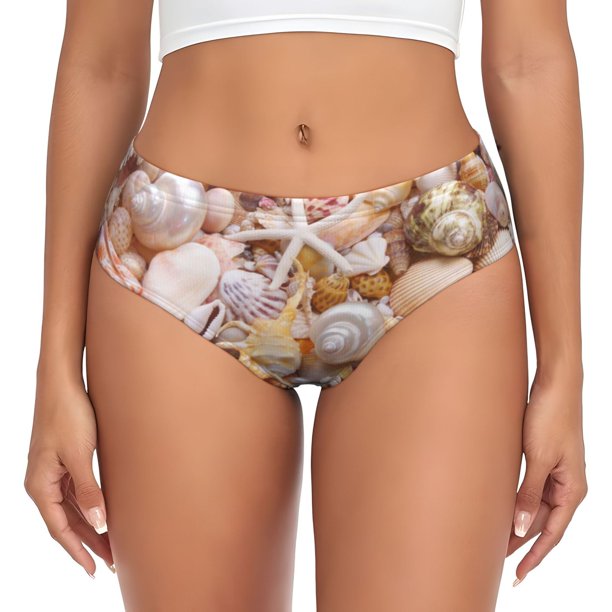 Balery Colorful Seashells Ropa Interior de Algodón para Mujer con Dibujo – Braguitas Cómodas y Elásticas, Estilo Clásico-3X-Large