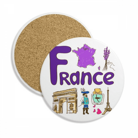 

France National symbol Landmark Pattern Coaster Cup Mug Tabletop Protection Absorbent Stone