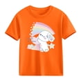 thumbnail image 6 of Spazoro Girls T-Shirts Tee, Short Sleeve Crew Neck Cute Print 100%Cotton Casual Tops for Kids Orange Size 6, 6 of 6