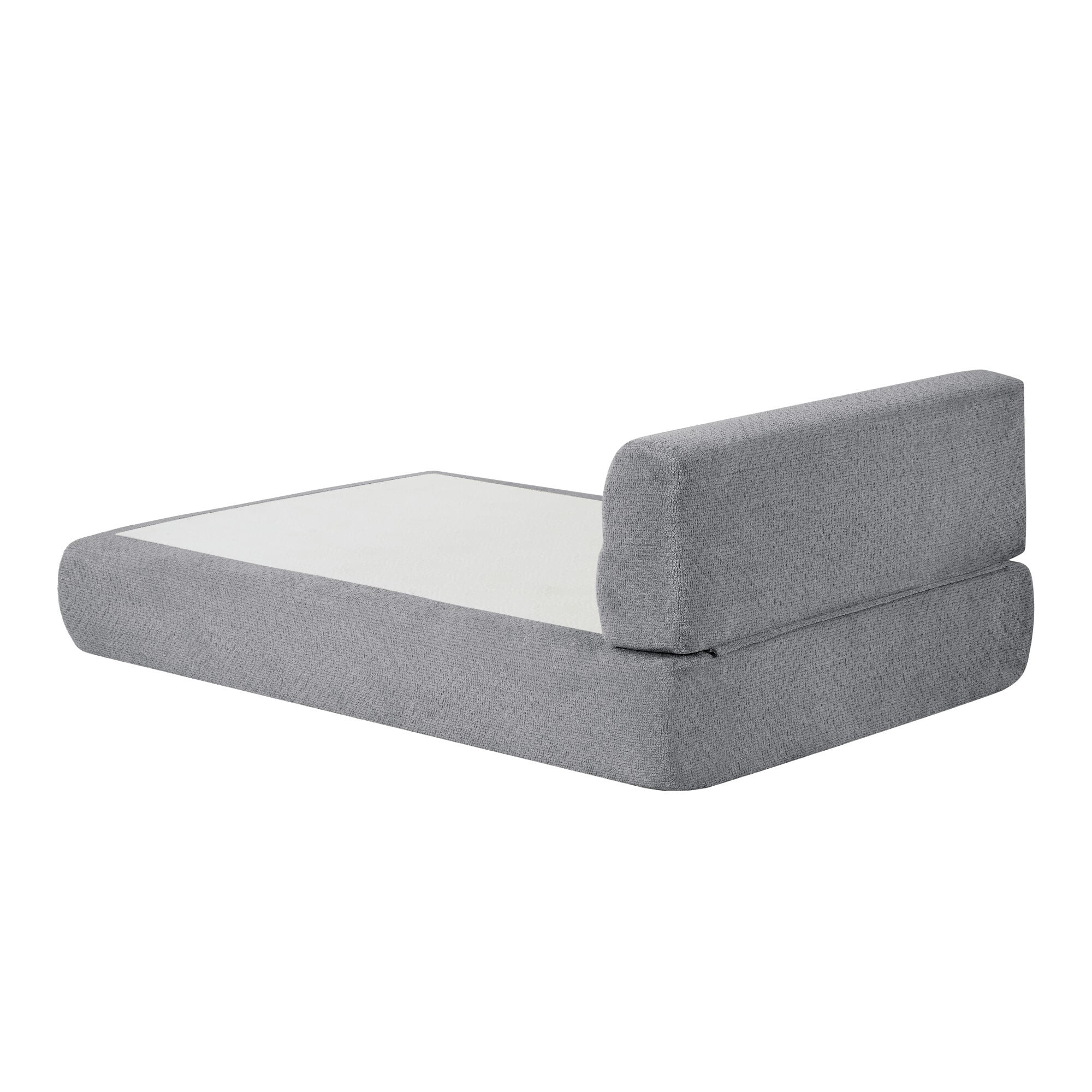 DEALTOPS Modern Upholstered Chenille Bed, Compressed Platform Bed with Spring Support, No Assembly, Gray