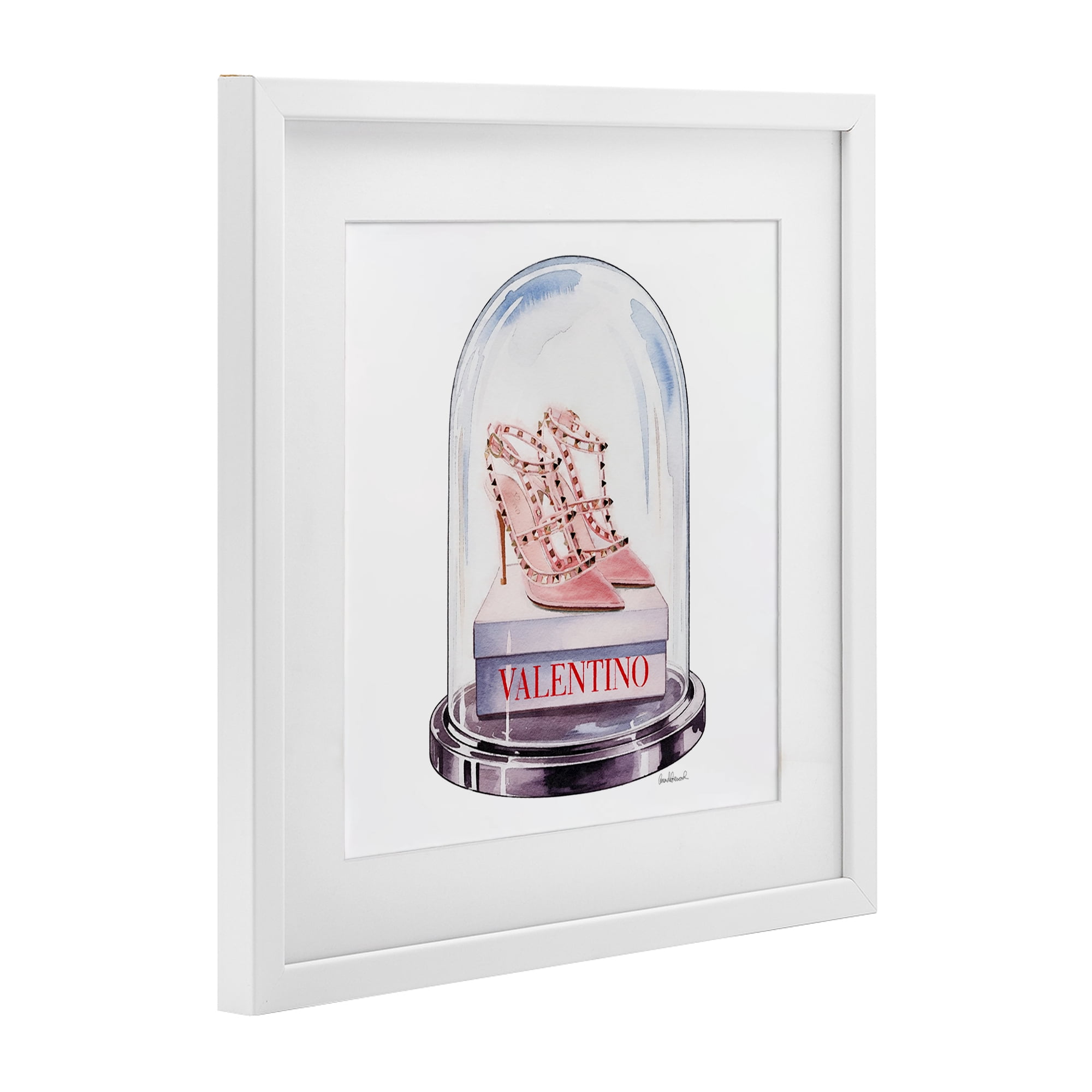 Stupell Industries Pink Heels in Bell Jar White Framed Print Under Glass, design by Amanda Greenwood