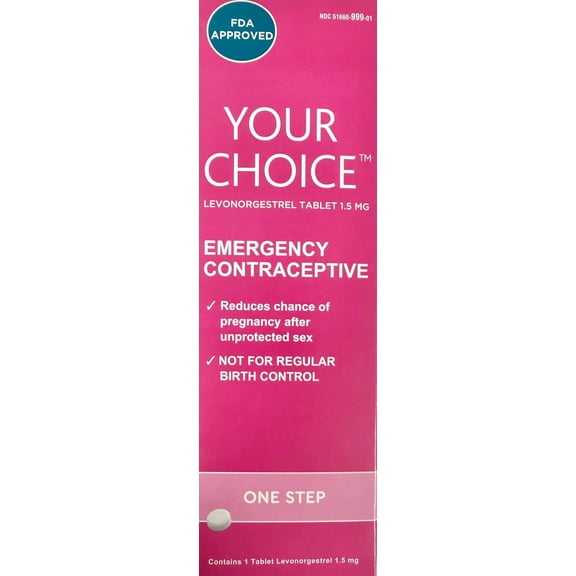 YOUR CHOICE Emergency Contraceptive Pill  OneStep Levonorgestrel Tablet 1.5mg  Reduces Chance of Pregnancy After Unprotected Intercourse  Single Dose Backup Contraception
