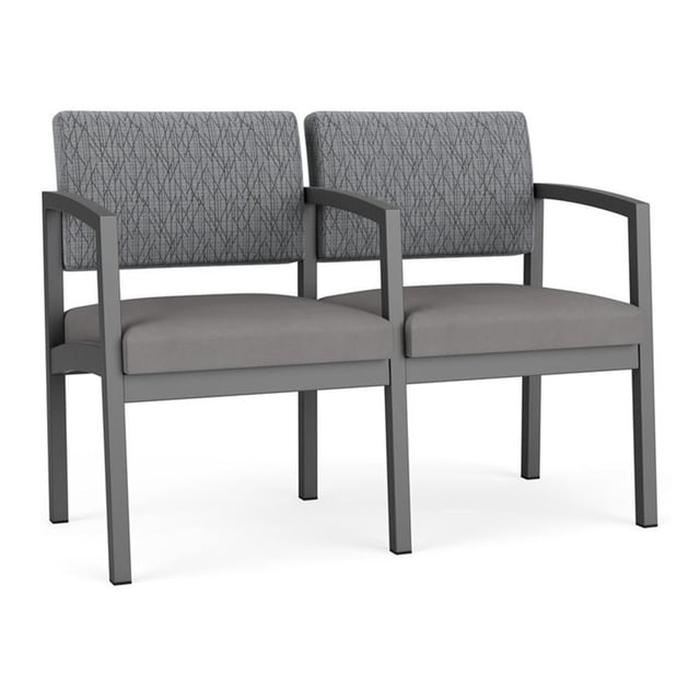 Fauteuil d'Attente de Réception Lenox en Acier à 2 Places / Acier Charbon / Gris / Gris