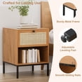 thumbnail image 6 of Brafabhome Rattan Nightstands with Drawer, Modern Bedside Tables with Open Storage Shelf for Bedroom, Accent Sofa End Table with Steel Legs for Living Room, Set of 2 | Brown, 6 of 8
