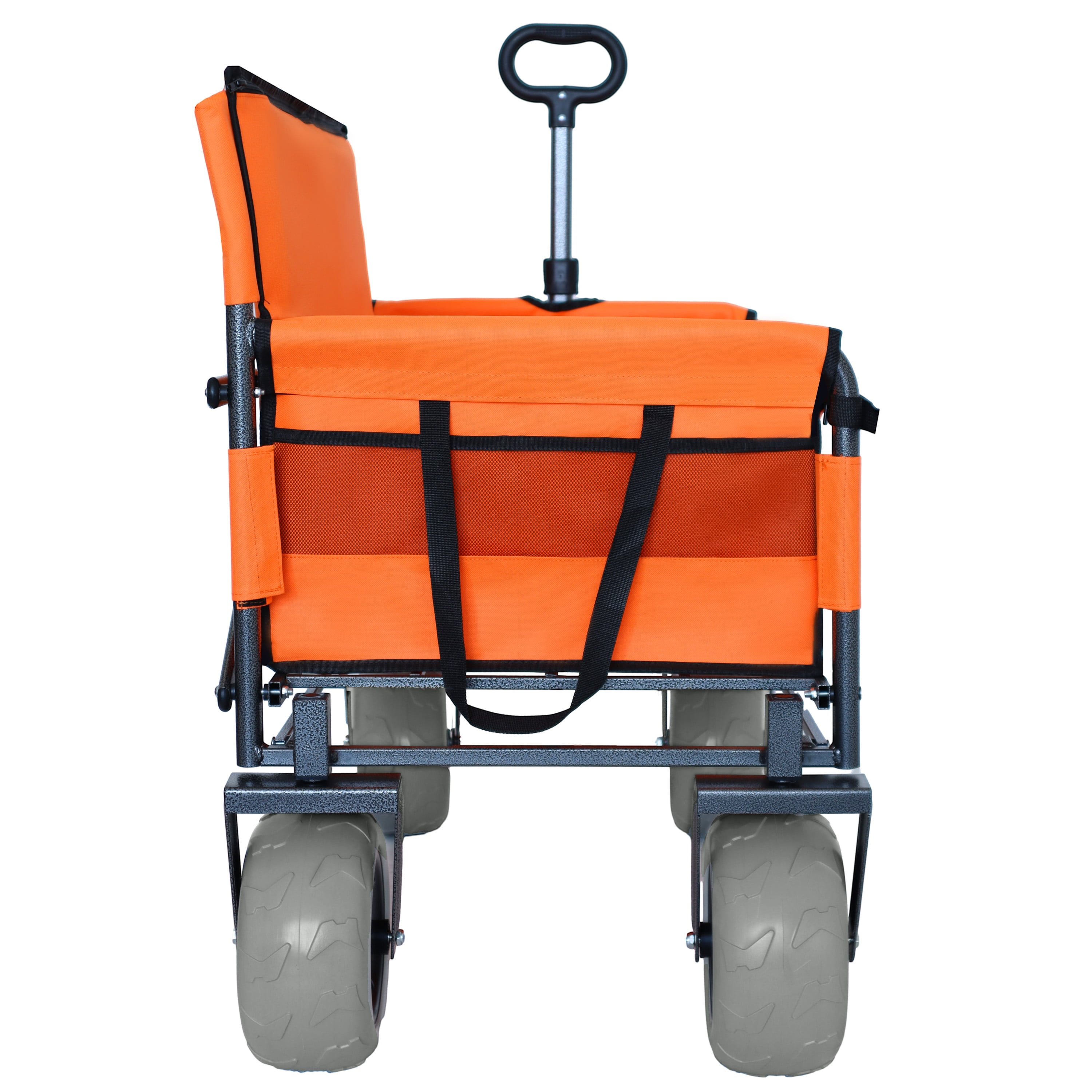 3-in-1 Folding Wagon with Bench Seat, 500lbs Capacity, 9"x4" All-Terrain Beach Tires, 360° Swivel Wheels, Collapsible Utility Cart for Camping Beach Outdoor