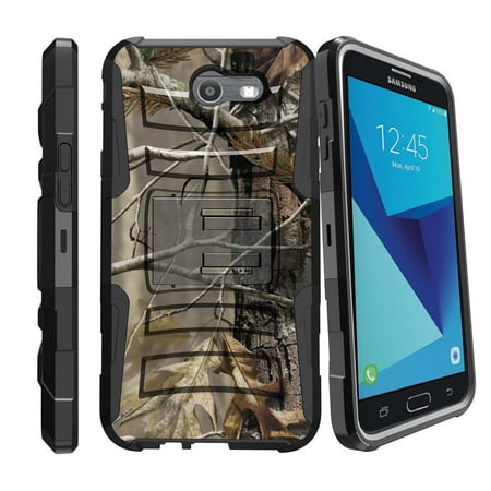 Samsung Galaxy J7 (2017) Case | J7 V | Samsung Perx | Samsung Sky Pro [Armor Reloaded] Heavy Duty Case w/ Kickstand + Belt Clip - Fallen Leaves