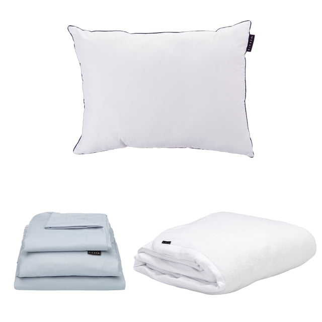 Juego de Sábanas Individual Softy Platino + Cubrecolchón Cloud + Almohada One