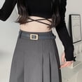 thumbnail image 4 of Faldas plisadas estilo preppy Rimocy para mujer, faldas de paraguas de cintura alta de moda coreana, faldas de línea A lisas de longitud media., 4 of 5