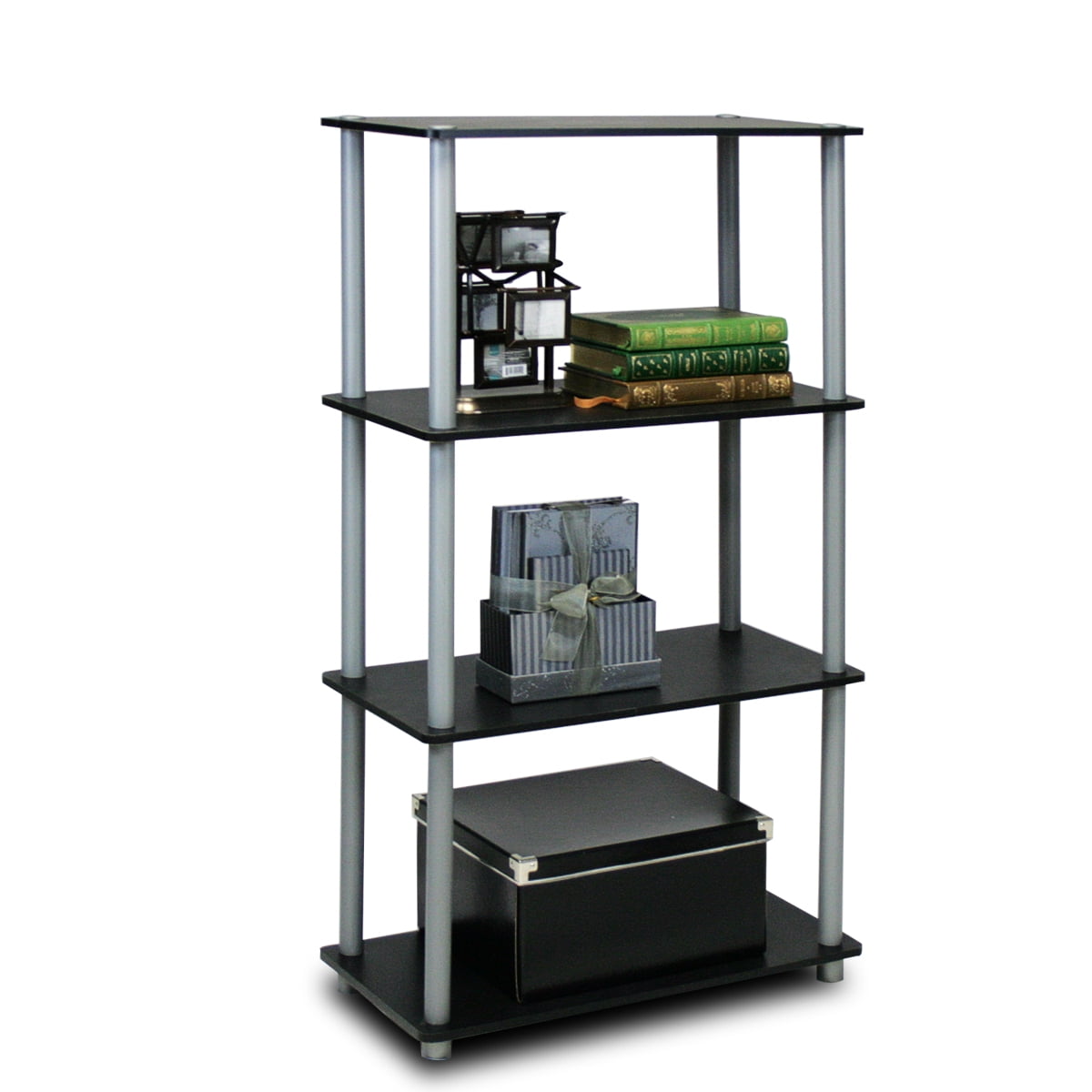 Photo 1 of ***Parts Only***Furinno Turn-N-Tube 4-Tier Multipurpose Shelf Display Rack, Black/Grey