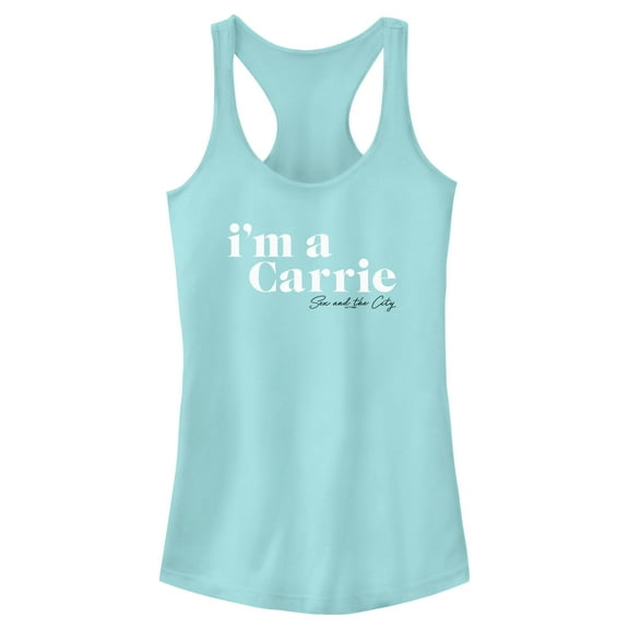 Junior's Sex and the City I'm a Carrie Text Racerback Tank Top Cancun Small