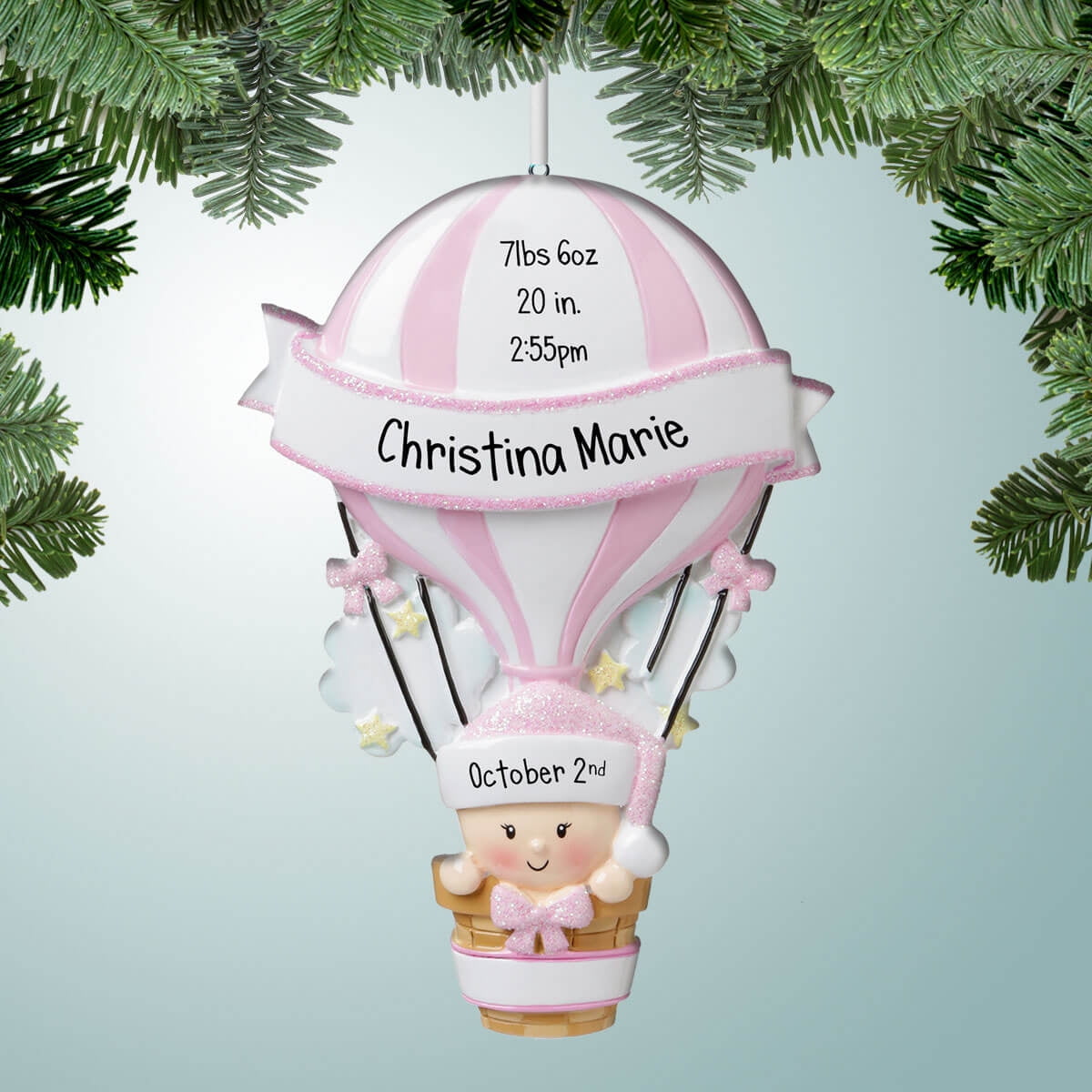 Baby'S 1st Christmas Personalized Christmas Tree Ornament X-mass NEW PINK GIRL