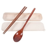 Wooden Chopsticks Spoon Set Dining Set Japanese Inspired Spoon and Chopsticks with Convenient Carrying Case for Kids Travel Outdoor Daily Meals