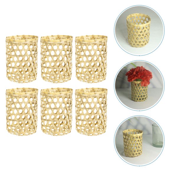 Manchon de Tasse en Bambou pour Rangement Couleur Kaki Sûr Durable Résistant à la Chaleur Antidérapant 6 Pcs