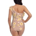thumbnail image 5 of Uemuo Bee Gnome Print Women's One Piece Swimsuit Asymmetrical Neck Bathing Suit One Shoulder Side Cutout Ruffle Swimwear-X-Large, 5 of 6
