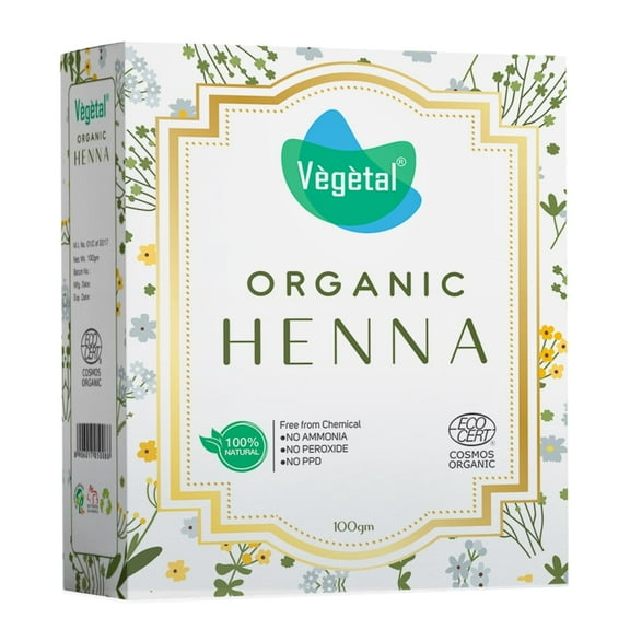 Vegetal Certified Organic And Herbal Henna Powder, For Natural Hair Coloring, Protects Hair Damage From Chemical Hair Color - 100G
