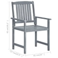 thumbnail image 2 of vidaXL Patio Chairs Outdoor Dining Chair with Cushions Gray Solid Wood Acacia, 2 of 12