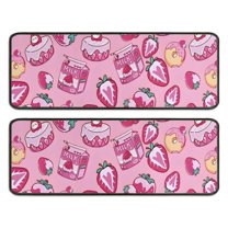 Kitchen Rugs Sets Of 2,Strawberry Plants Fruit Dessert Milk Pink Pattern Anti Fatigue Kitchen Mat Rugs Non Slip Washable,Decorative Kitchen Floor Mats for Kitchen,Sink,Laundry,17"x47" 17"x47"