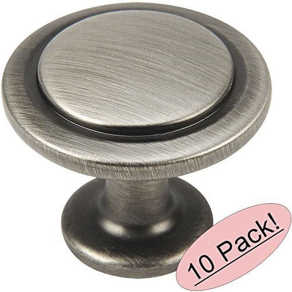 Cosmas 5560AS Antique Silver Cabinet Hardware Round Knob - 1-1/4" Diameter - 10 Pack
