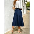 thumbnail image 5 of Blue Denim A-Line Midi Skirt High Waist Flared Casual, 5 of 26