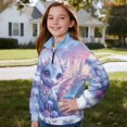 thumbnail image 3 of Uorisanigo Girls Sweatshirts Fashion Blue Snow Dragon Long Sleeve Shirts Tops Fall Trendy Quarter Zip Pullover Sweatshirts School Cropped Pullover Hoodies No Hood for Sports and Daily Wear, 3 of 7