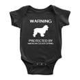 thumbnail image 1 of Warning: Protected by A American Cocker Spaniel Dog Funny Baby Rompers Bodysuit (Black,0-3 Months), 1 of 5