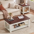 thumbnail image 7 of Buildhom Farmhouse TV Stand and Coffee Table Set of 4, Rustic Wood Entertainment Center with End Tables for Living Room, White, 7 of 7