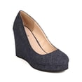 thumbnail image 1 of Qupid FH95 Women Denim Round Toe Platform Wedge Heel, 1 of 6