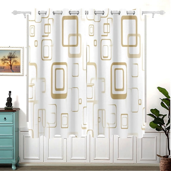 Abstract Geometric Square Thermal Blackout Curtains 63x55 Inch 2 Panels Grommet Window Drapes for Bedroom Living Room