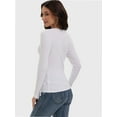 thumbnail image 2 of Womens Long Sleeve Stretch Crew neck T-Shirt Fitted Casual Basic Tops, 2 of 6