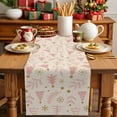 thumbnail image 2 of Merry Christmas Tree Seamless Sketch Table Runner 13x120in Non-Slip Cotton Linen Table Runners, Pink Stripe on Linen Dresser Scarves TableRunner for Dinner Kitchen Dining Wedding Party, 2 of 9