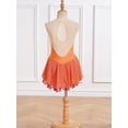 thumbnail image 5 of renvena Kids Girls Shiny Ballet Dance Sleeveless Leotard Skirt for Figure Ice Skating Dress Orange 6, 5 of 7