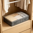 thumbnail image 4 of huayou Black Large Under Bed Storage Bag, Clear Top Multi Fabric Handles Large Bedding Organizer Sack, for 90L Seasonal Garments, Long Term Storage, 4 of 6