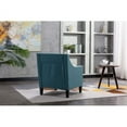 thumbnail image 2 of Single Accent Sofa Chair with Small Pillow, Mid Century Modern Armchair with Decorative Nailheads and Solid Wood Legs, Wingback Linen Fabric Upholstered Reading Chair for Living Room Bedroom, Teal, 2 of 7