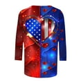 thumbnail image 5 of FAVIPT 4th of July Womens Tshirt Red Blue and White Patriotic Print Blouses 3/4 Sleeve Round Neck Tops Casual Fashion Comfy Soft 2025 Tees Multicolor,XL, 5 of 5