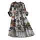 thumbnail image 1 of Mujeres Casual Lino Suelto Impreso Botón Manga Larga Camisa Larga Blusa Tops Fridja hj131, 1 of 4