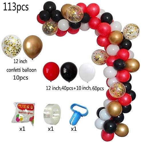 DIY Balloon Arch & Garland Kit, 113Pcs Party Balloons Decoration Set, Gold Confetti Balloons & Gold Red Black White Latex Balloons for Baby Shower, Wedding, Birthday, Graduation Pa