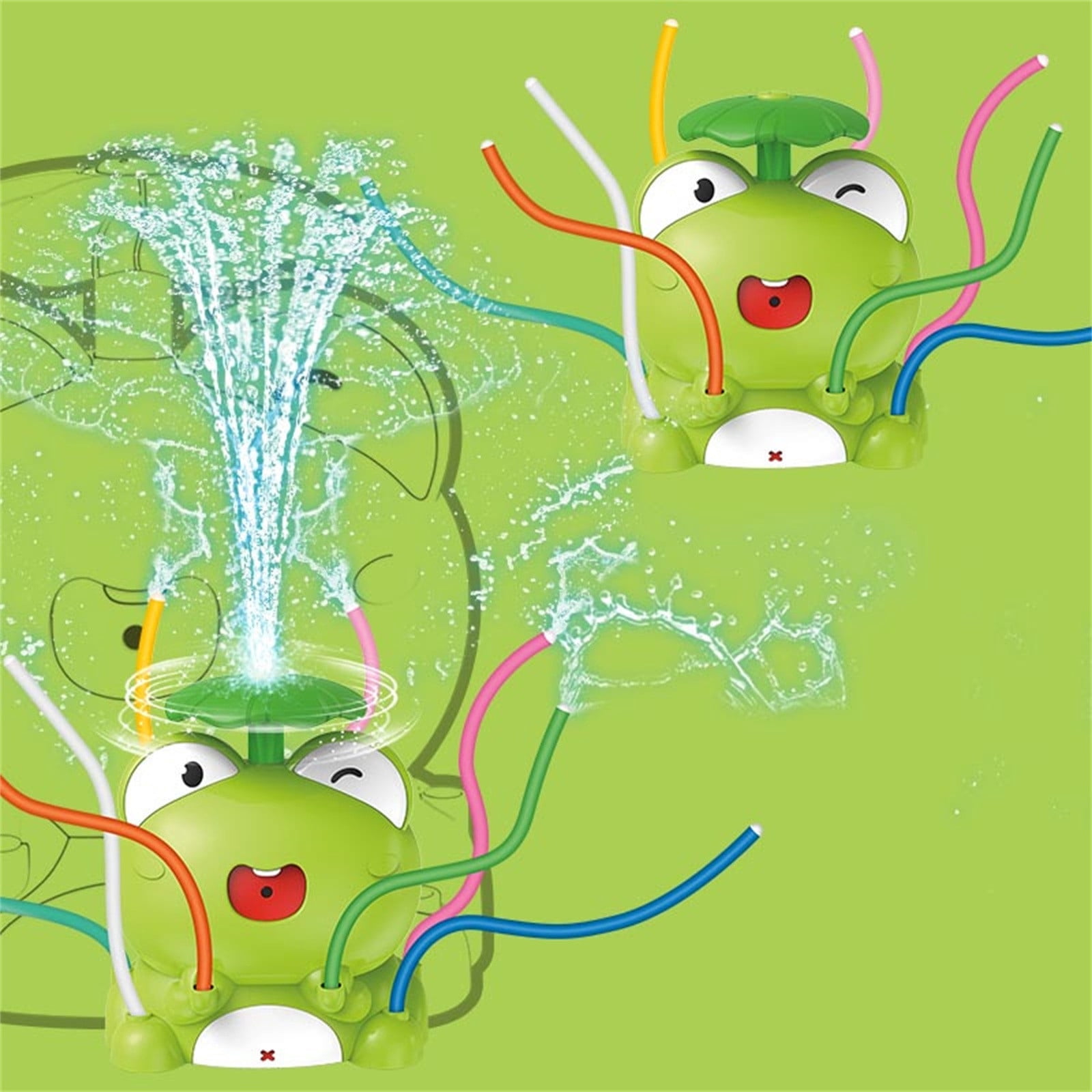 2-in-1 Frog Baseball Water Sprinkler Set, Kids Outdoor Summer Garden Play Toy, Yard Pool Lawn Interactive Splash Game for Boys Girls Ages 3-8