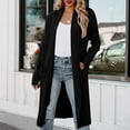 thumbnail image 3 of Manteau pour Femmes Automne Hiver Manches Longues Tricoté Col Rond Trench-Coat Couleur Unie Mode Manteau Extérieur Ample Ouvert devant Cardigan Mi-Long Chaud, 3 of 5