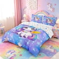 thumbnail image 2 of meiyoeat Kawaii Rainbow Unicorn Bedding For Girls,Colorful Cute Stars Print Duvet Cover Full For Kids,Colorful Stars Reversible,3-Piece(No Comforter), 2 of 6