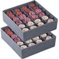 thumbnail image 1 of Paquete de 2 calcetines, organizador de cajones para ropa interior, organizador de armario plegable, cajas de almacenamiento para ropa, calcetines, (gris oscuro, 24+24 celdas), 1 of 5
