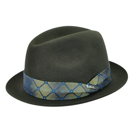 New Fur Felt - Borsalino Men 490012 Marengo Fur Felt Fedora Olive Grey 7