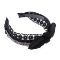 thumbnail image 1 of Diadema de encaje para mujer Vintage 80s Diadema dura Banda para el cabello - Diadema con lazo de de imitación Envoltura para el cabello Negro Salvador Bowknot Lace Hair Hoop, 1 of 10