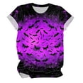 thumbnail image 4 of Gubotare Halloween T Shirt Women Funny Graphic Print Fall Short Sleeve Tee Tops Halloween Pumpkin Shirt Women (Dark Purple,XL), 4 of 5