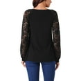 thumbnail image 3 of INSPIRE CHIC Women's Lace Long Sleeve Casual Tops Crewneck Fall Winter Blouses Shirts, 3 of 5