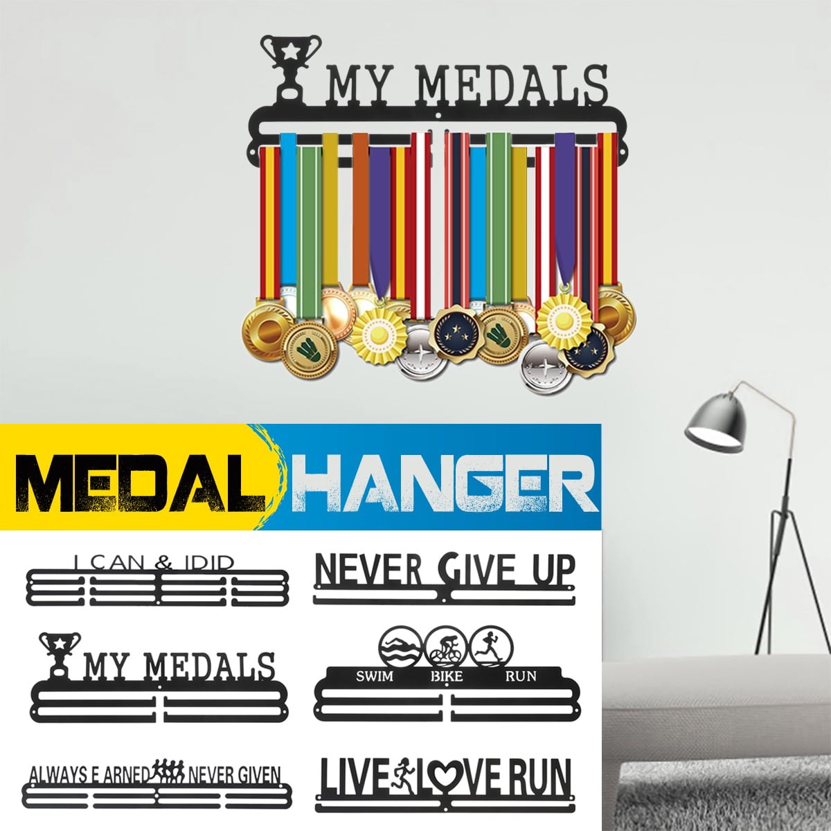 Metal Steel Medal Holder Medal Hanger Display Rack Ideal Gift for Running 